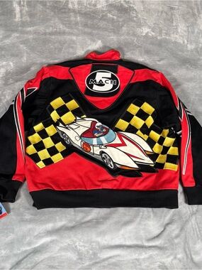 Vintage Speed Racer Racing Jacket Youth Boys XL Mach 5 Snap Button Cartoon NEW